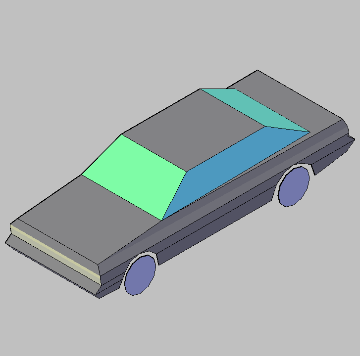 Bloque Autocad Vista de Coche Diseño 03 Bibliot. 2D-3D en 3D simple